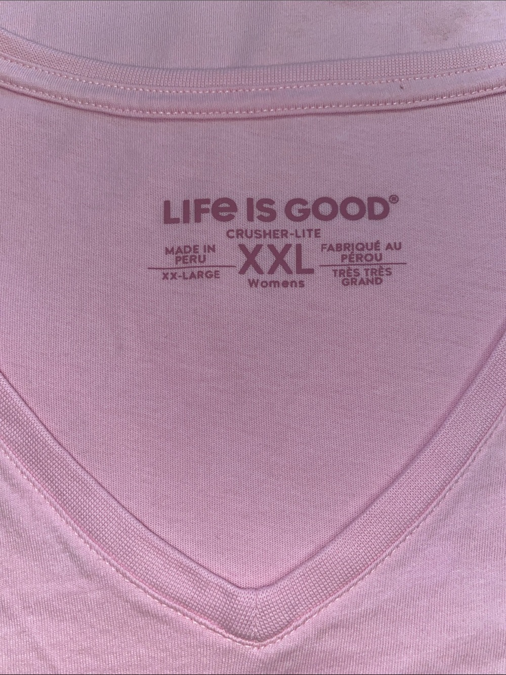 Life Is Good Crusher-Lite V-Neck Short-Sleeve Tee Pink Size XXL (NWT) - Picture 6 of 9